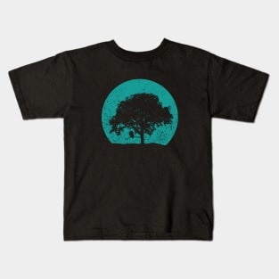 Owl  in Tree in Blue Moon Kids T-Shirt